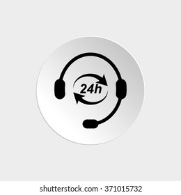 Headphone for support or service -  black vector icon