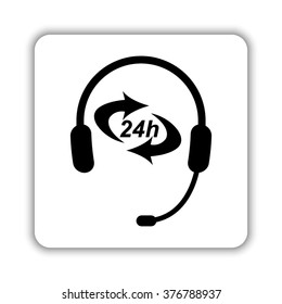 Headphone for support or service -  black vector icon