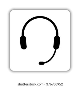 Headphone for support or service -  black vector icon