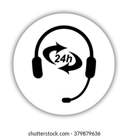 Headphone for support or service -  black vector icon