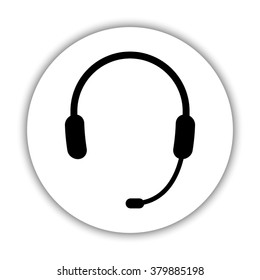 Headphone for support or service  - black vector icon