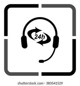 Headphone for support or service   black vector icon