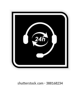 Headphone for support or service  - black vector icon