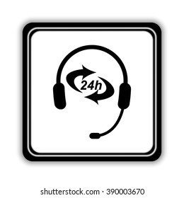 Headphone for support or service  - black vector icon
