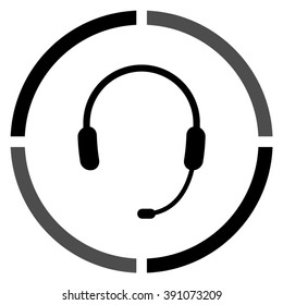Headphone for support or service  - black vector icon