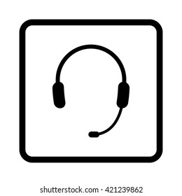 Headphone for support or service -  black vector icon