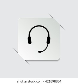 Headphone for support or service  - black vector icon