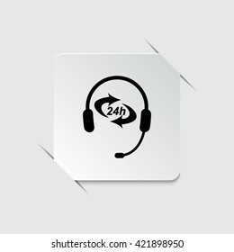 Headphone for support or service  - black vector icon