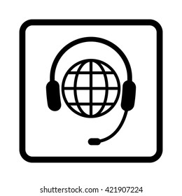 Headphone for support or service  - black vector icon