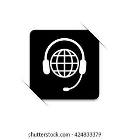 Headphone for support or service  - black vector icon