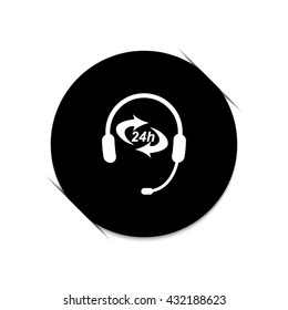 Headphone for support or service  - black vector icon