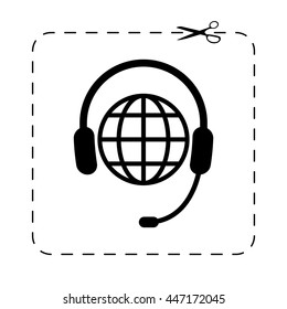 Headphone for support or service  - black vector icon