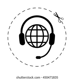 Headphone for support or service  - black vector icon