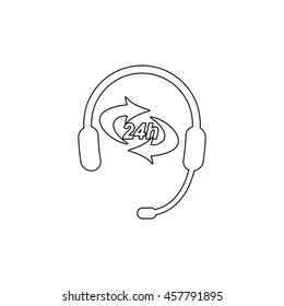 Headphone for support or service  - black vector icon
