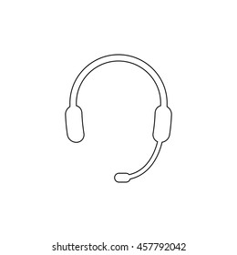 Headphone for support or service  - black vector icon