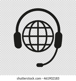 Headphone for support or service  - black vector icon