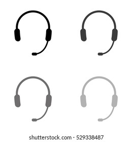 Headphone for support or service  - black vector icon