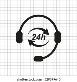 Headphone for support or service  - black vector icon
