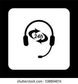 Headphone for support or service  - black vector icon