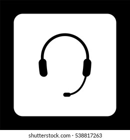 Headphone for support or service  - black vector icon