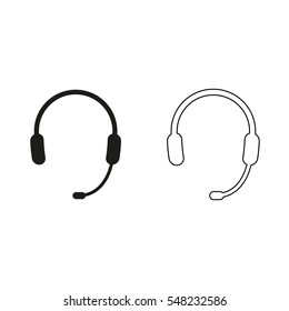 Headphone for support or service  - black vector icon