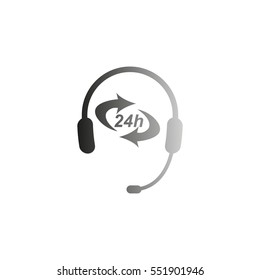 Headphone for support or service - black vector  icon