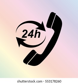 Headphone for support or service -  black vector icon