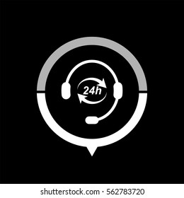 Headphone for support or service  - black vector icon