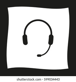 Headphone for support or service  - black vector icon