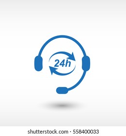 Headphone for support or service -  blue vector icon