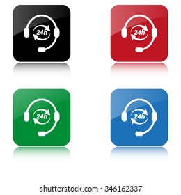 Headphone for support or service  - color vector icon  with shadow