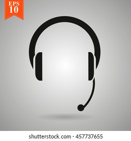 Headphone for support or service - icon isolated on white