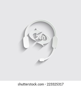 Headphone for support or service - icon with shadow on a grey background