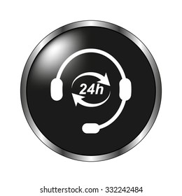 Headphone for support or service icon - vector button