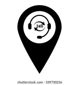 Headphone for support or service - map pointer vector icon