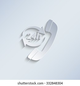 Headphone for support or service - paper vector icon