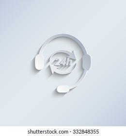 Headphone for support or service - paper vector icon