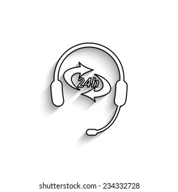 Headphone for support or service  - vector icon with shadow