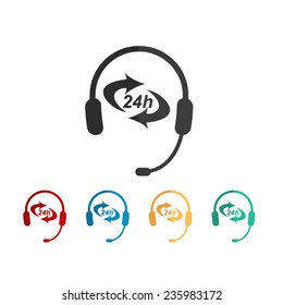 Headphone for support or service - vector icon, flat design