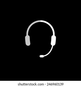 Headphone for support or service - vector icon, flat design
