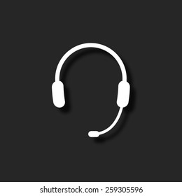 Headphone for support or service  - vector icon with shadow