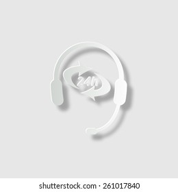 Headphone for support or service  - vector icon with shadow