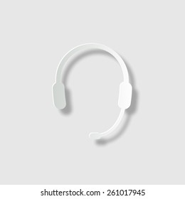 Headphone for support or service - vector icon with shadow