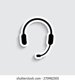 Headphone for support or service - vector icon