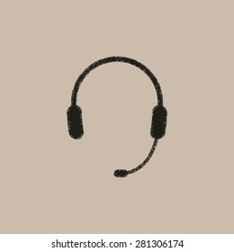 Headphone for support or service - vector icon
