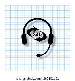 Headphone for support or service - vector icon with shadow