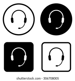 Headphone for support or service - vector icon