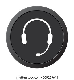 Headphone for support or service  - vector icon on a grey button