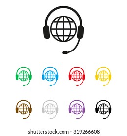 Headphone for support or service - vector icon