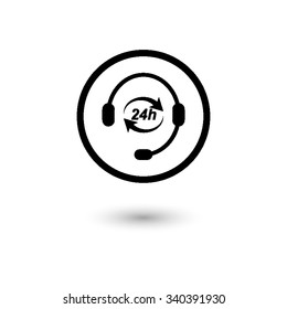 Headphone for support or service - vector icon with shadow